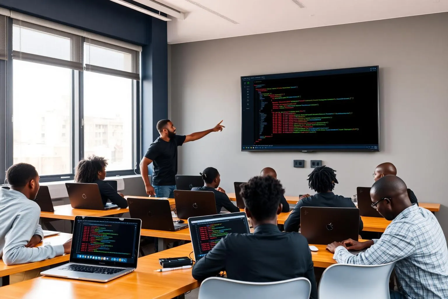 Students learning to code at Jekademy Digital College in Zimbabwe